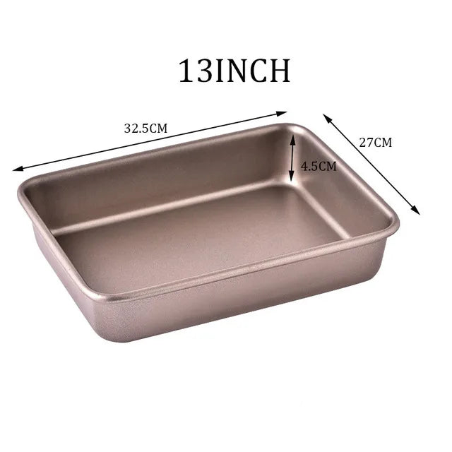 Deep Baking Pan Rectangular Non Stick Carbon Steel Bakeware Biscuit Bread Loaf kit