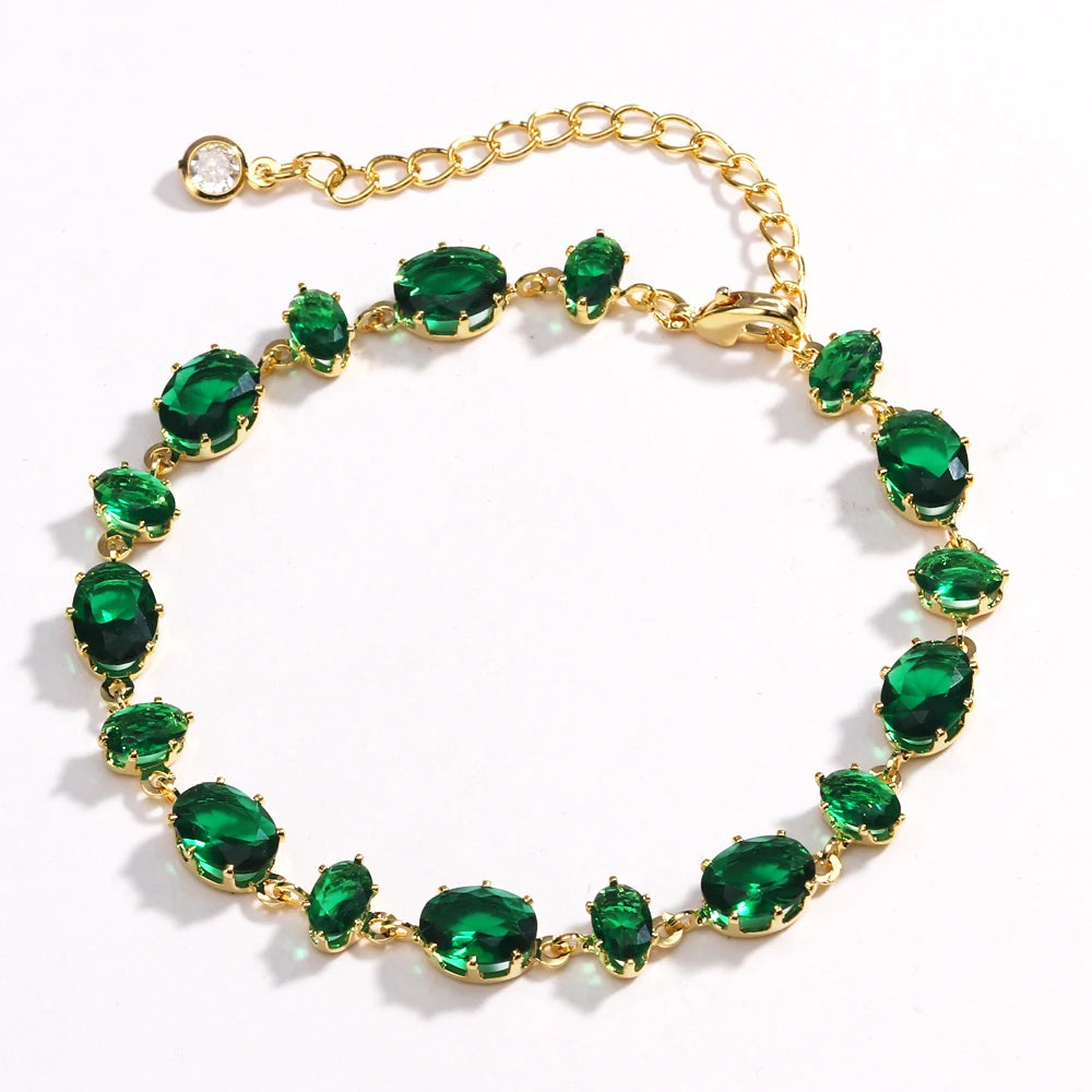 Mix Style Green Micro-inlaid Zircon Tennis Bracelet for Women 2025 New Men Bracelet Homme Jewelry Accessories Wholesale