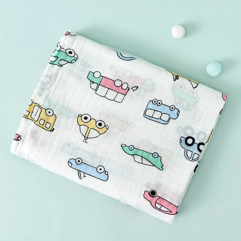 110cm Baby Swaddle Blanket Wrap Burping Clothes Dual Layers Muslin Blankets Boy Girl Organic Soft Cotton