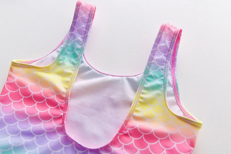 Girl Swimsuit One-Piece Mermaid Fish Scale Unicorn Children's Swimwear 2 - 8 Years
