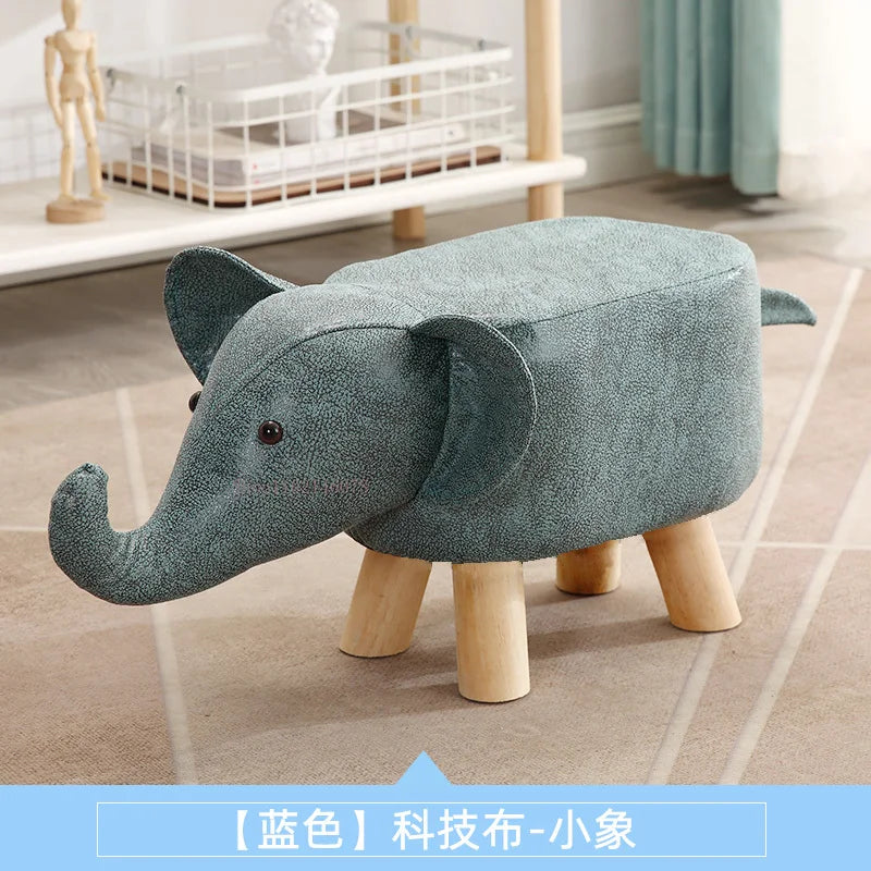 Real Wood Low Stools Creative Animal Elephant Cartoon Family Change Shoe taburete Small Stool ottomans Lovely pouf