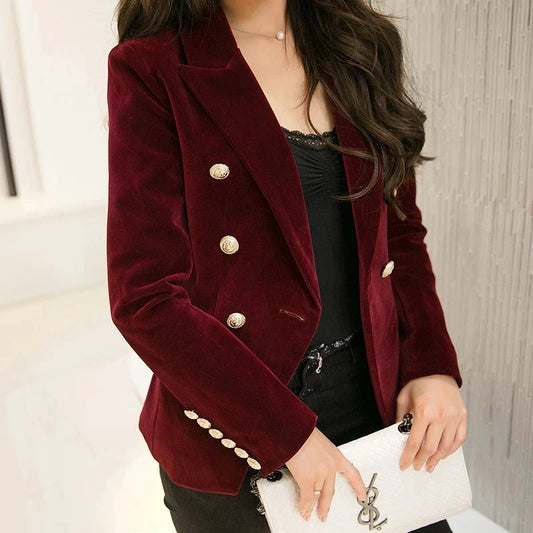 Women Slim Velvet Blazer