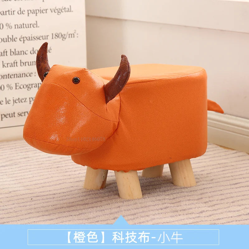 Real Wood Low Stools Creative Animal Elephant Cartoon Family Change Shoe taburete Small Stool ottomans Lovely pouf