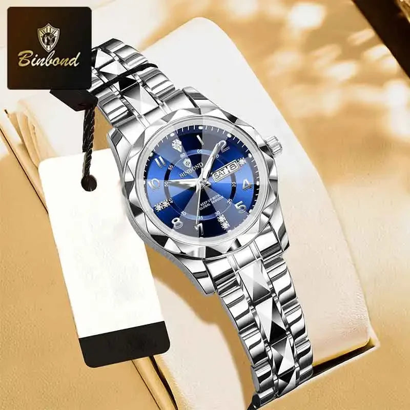BINBOND Women Quartz Luxury Watch Waterproof with Week/ Date/ Clock