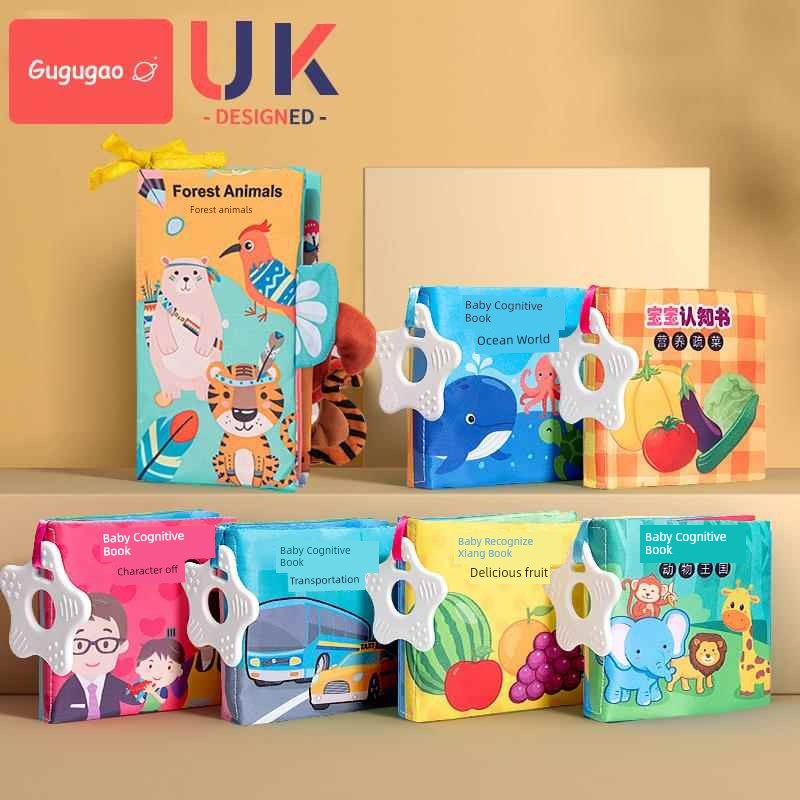Baby Cloth Book Early Education Baby Tear-Proof Biteable Three-Dimensional Shredded Book 6 Months Cognitive Puzzle Sound Toy