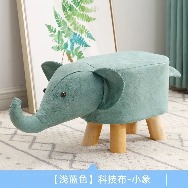 Real Wood Low Stools Creative Animal Elephant Cartoon Family Change Shoe taburete Small Stool ottomans Lovely pouf
