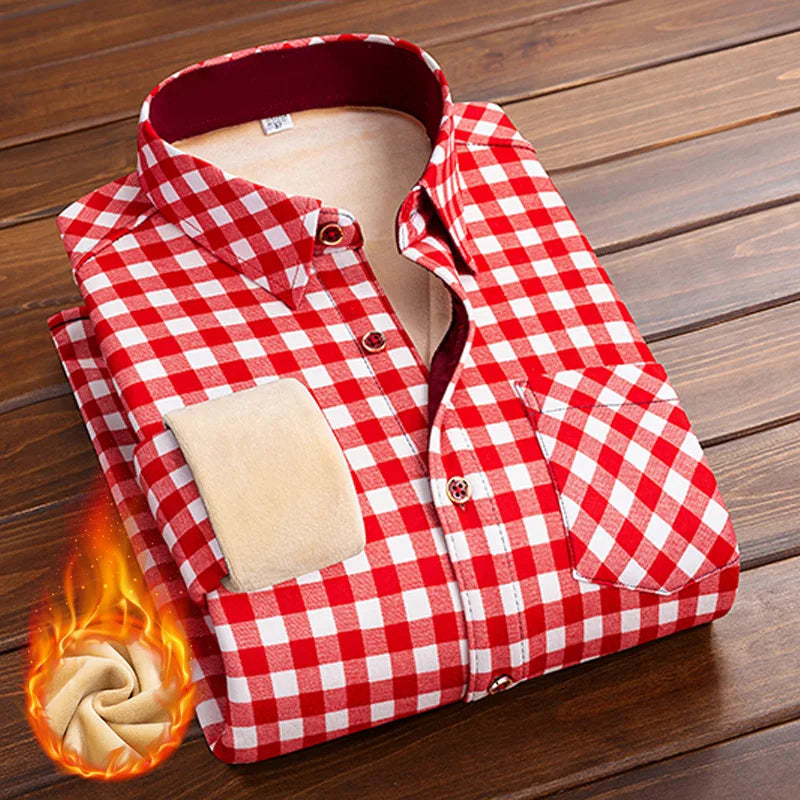 Winter Women Plus Velvet Thick Shirt Style Jacket Warm Coat Casual Fleece