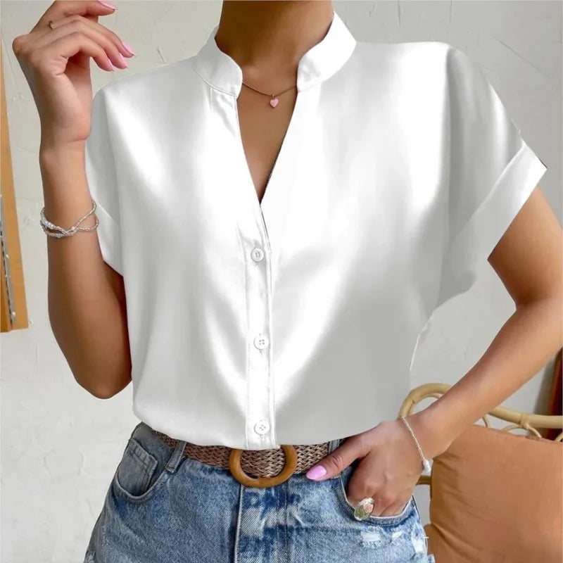 Elegant Summer V-neck Women's Shirt