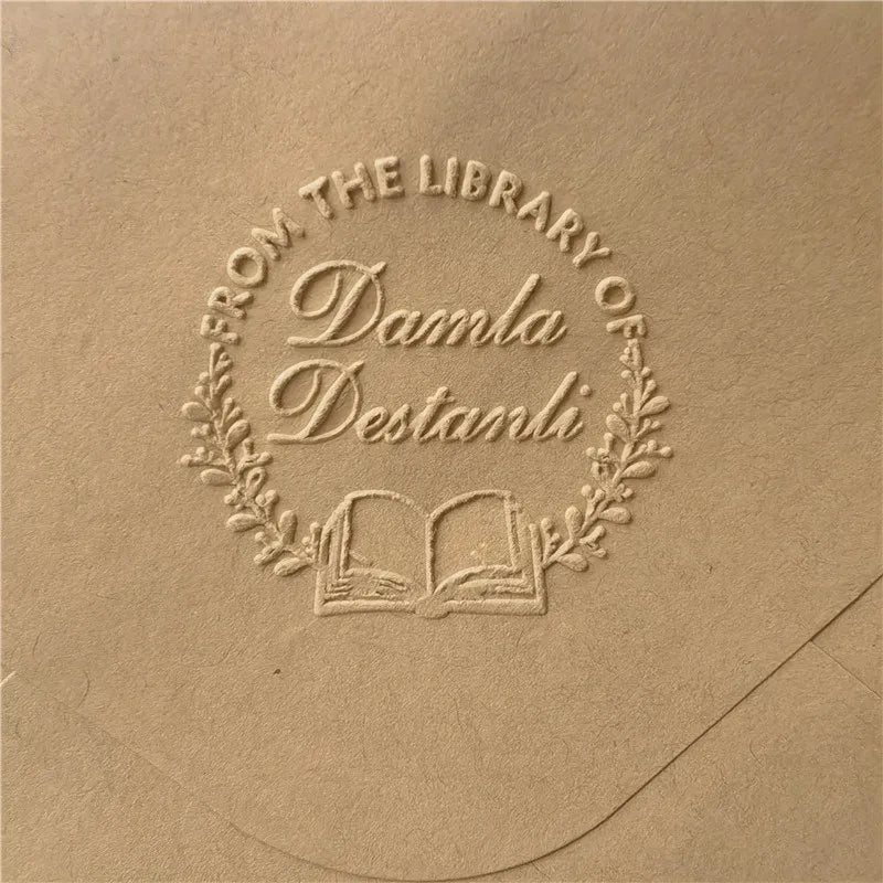 Custom Initials Embosser stamp,Book Embosser Personalized Wedding Embossing Stamp, Address Stamp, Form the Library Embosser