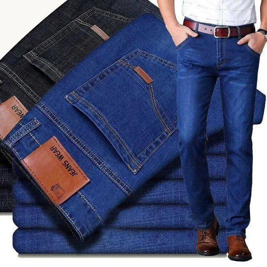 Men's Jeans Classic Style Casual Stretch Slim Denim Pants Trousers