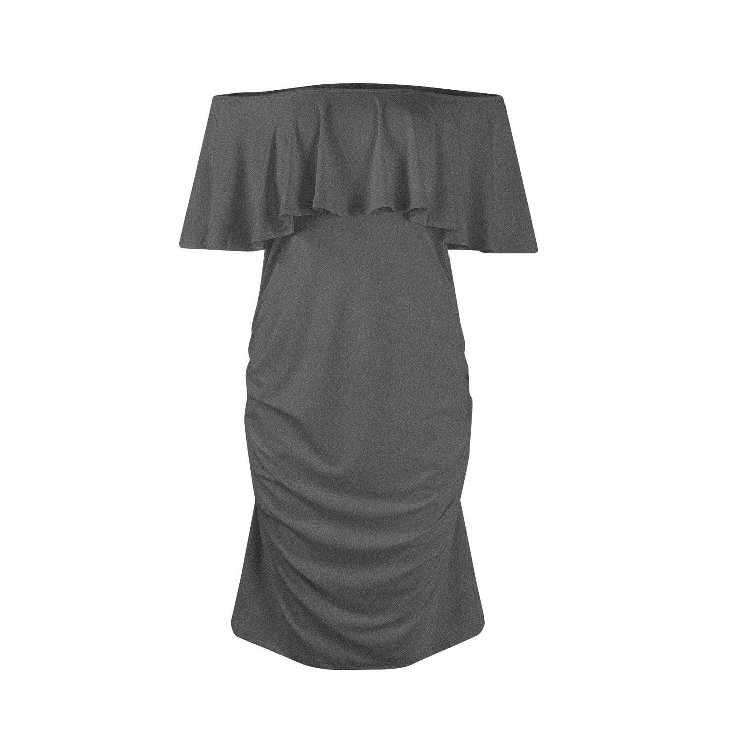 Maternity Dress Short Sleeve Slash Ruffles