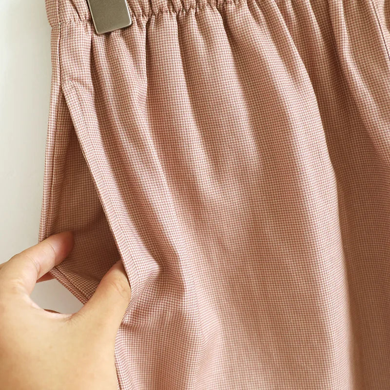 Comfortable Cotton Couples Pajamas Set for Autumn Color Woven Loose Long Sleeved Pants