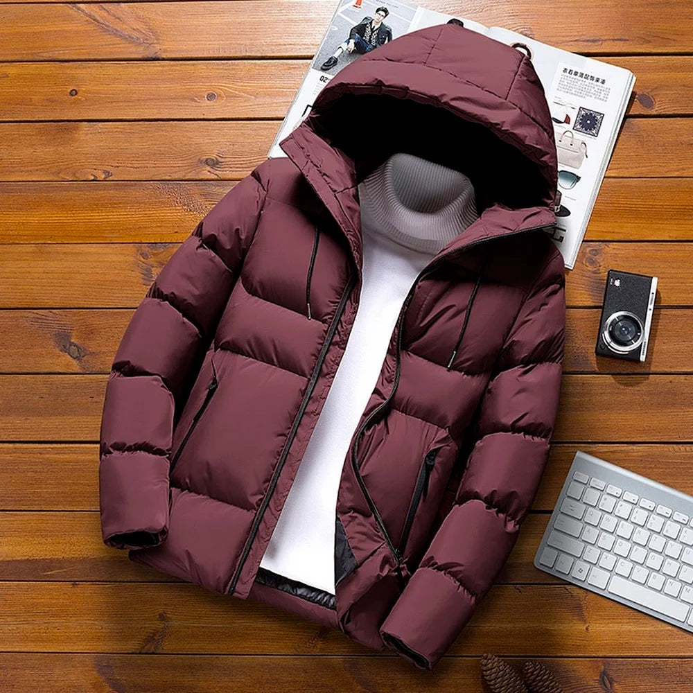 Men's Hooded Lightweight Cotton Puff Padded Coat Winter Jackets