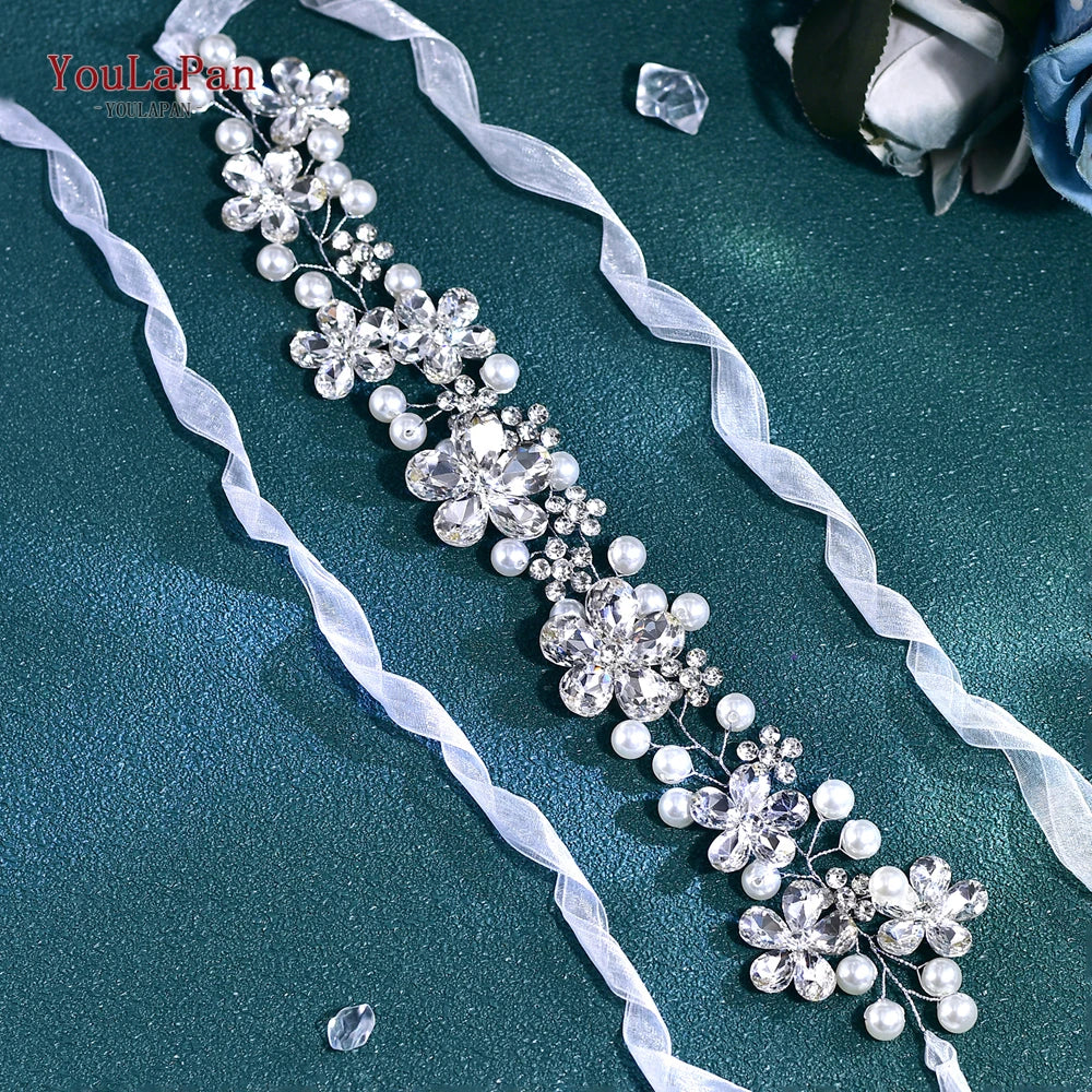Wedding Dress Belt Sash for Woman Bridal Bridesmaid Floral Belt