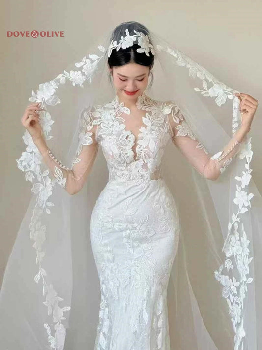 3m Lace Wedding Veils One Layer with Comb Cathedral Length Bride Accessories Women Bridal Headpiece