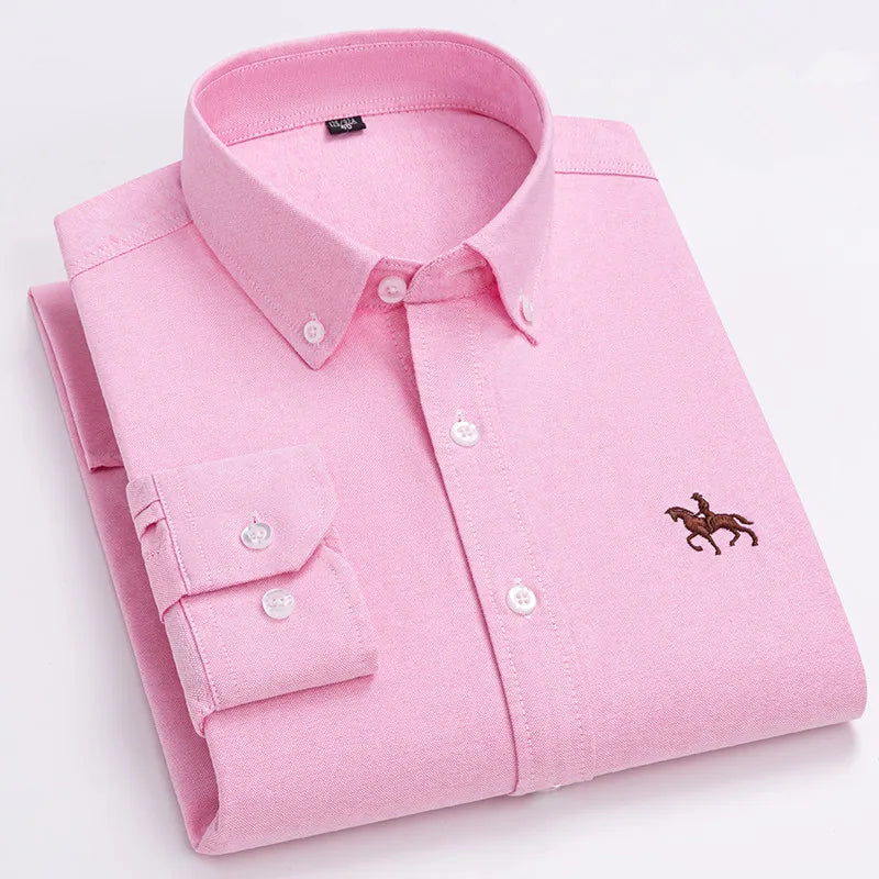 Men's Oxford Dress Shirts 100% Cotton Spring Long Sleeve Casual Business Formal