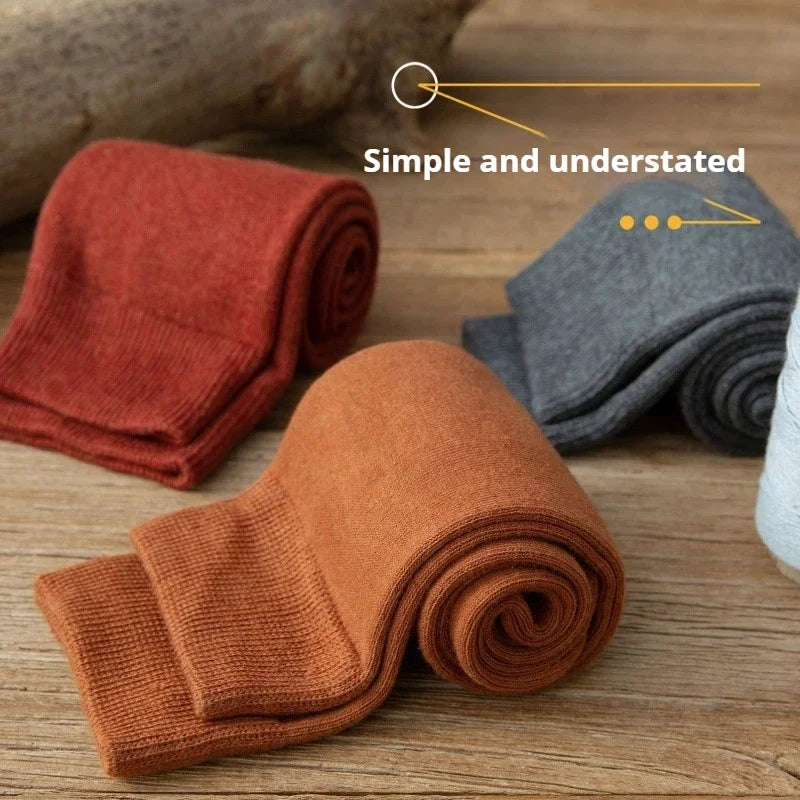 Women Organic Cotton Solid Warm Socks Thigh High Knee