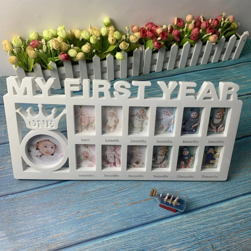 0-12 Months Pictures Milestone Photo Frame Souvenirs First Year Newborn Baby Collage
