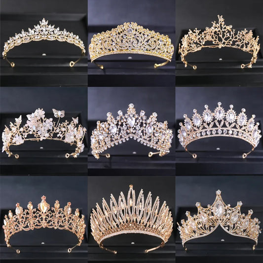 Gold Color Luxury Crystal Wedding Tiaras Crowns Party Rhinestone Prom Bridal Diadem Crown Tiara Hair Jewelry