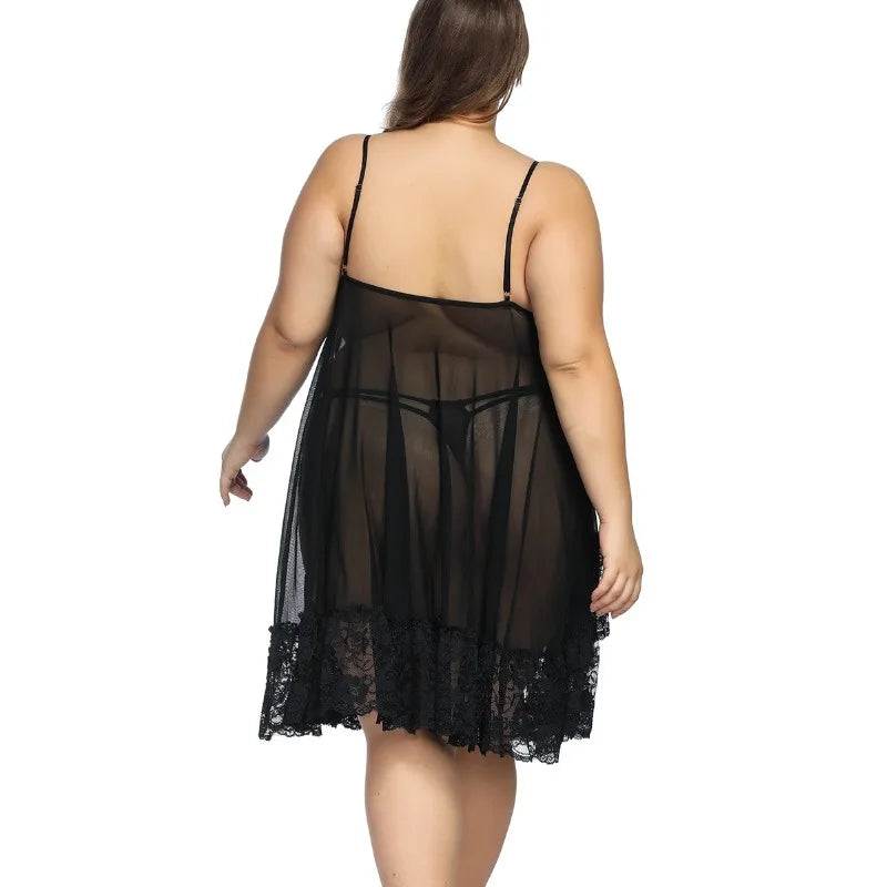 S-7XL Plus Size Sexy Strap Nightwear Large Lingerie Sleep Wear Gown