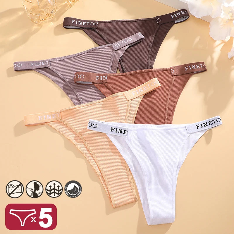 5PCS/Set Cotton Panties Briefs Women Underpants Sexy Thong