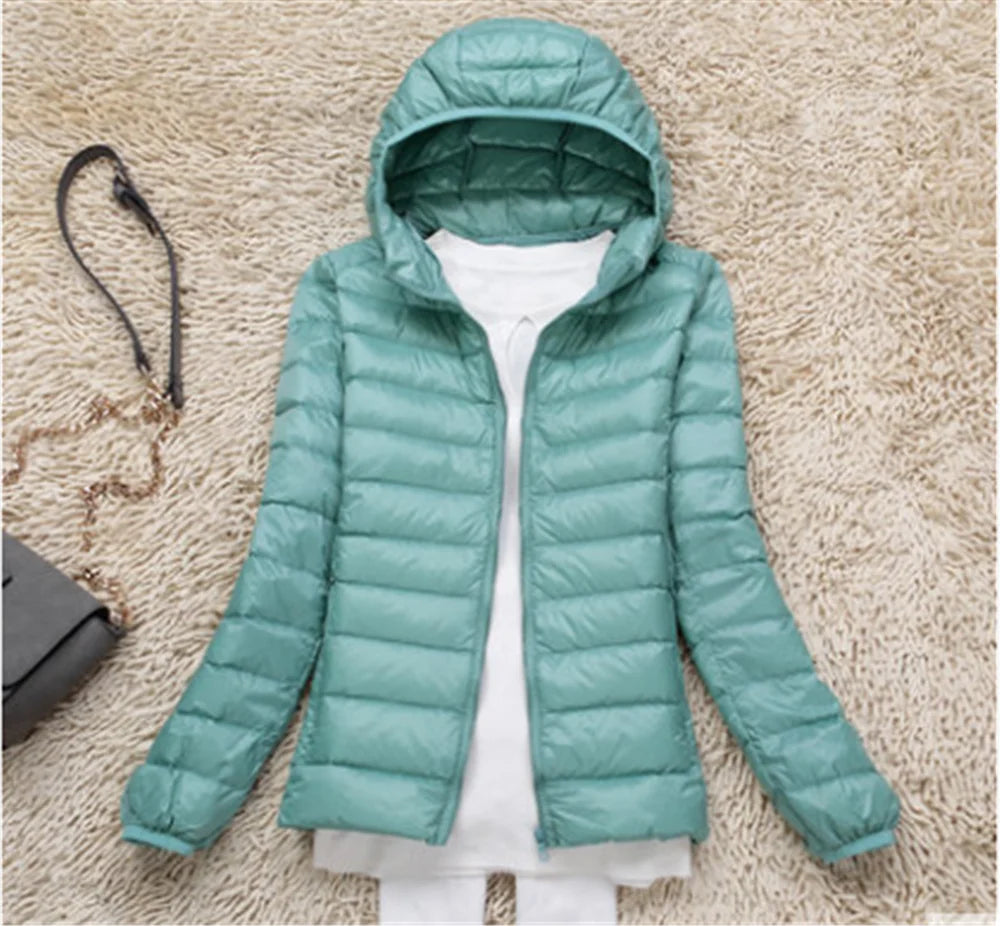 Women Ultra Lightweight Travel Packable Hooded Down Coats Plus Size 5XL 6XL 7XL