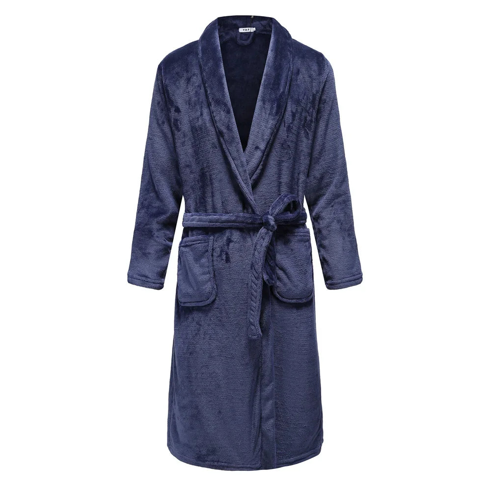 Thicken Warm Flannel Couple Robe Lounge Wear Winter Kimono Bathrobe Gown Sleepwear
