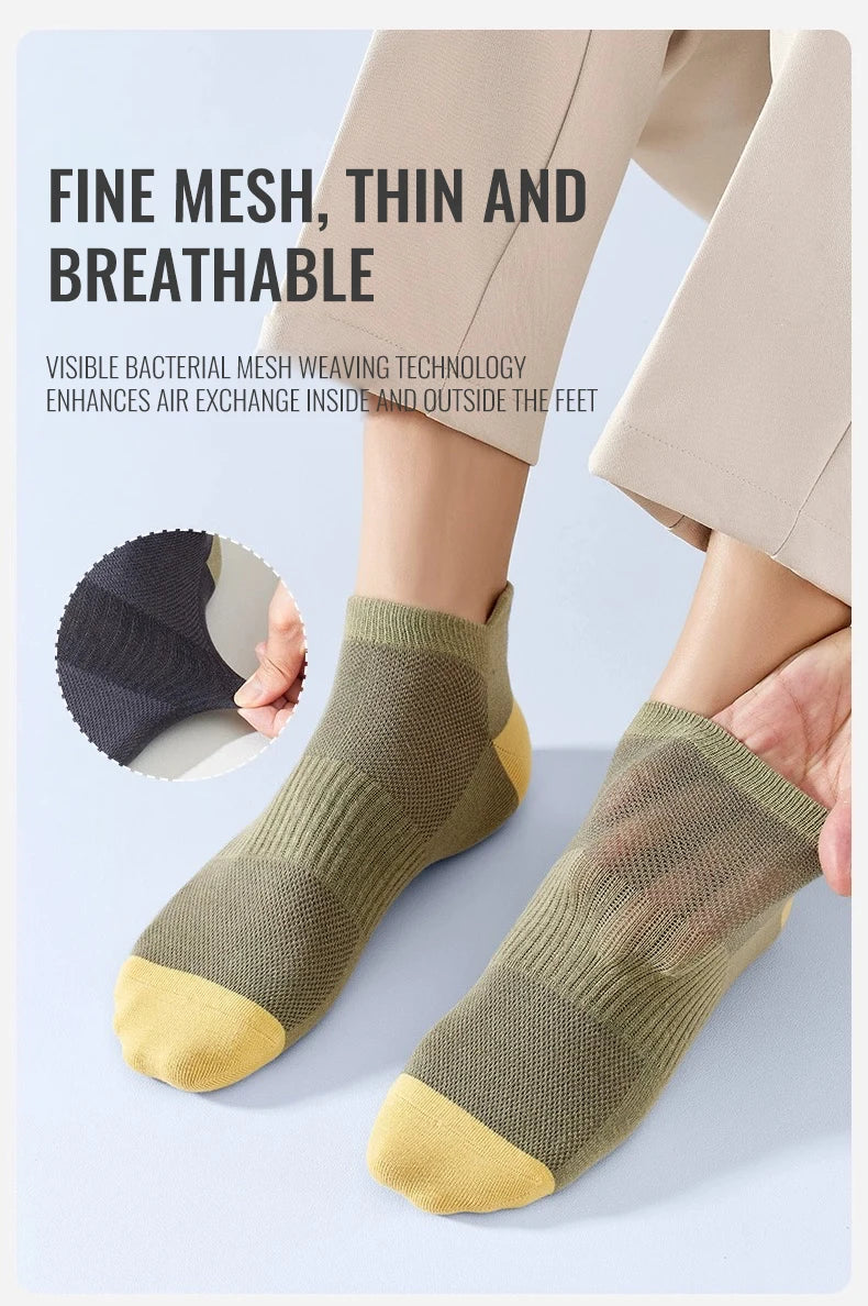 100% Pure Cotton Men Short Socks Set Lycra Band Ear-lifting Heel Protection Deodorant Antibacterial Sports Ankle Sock