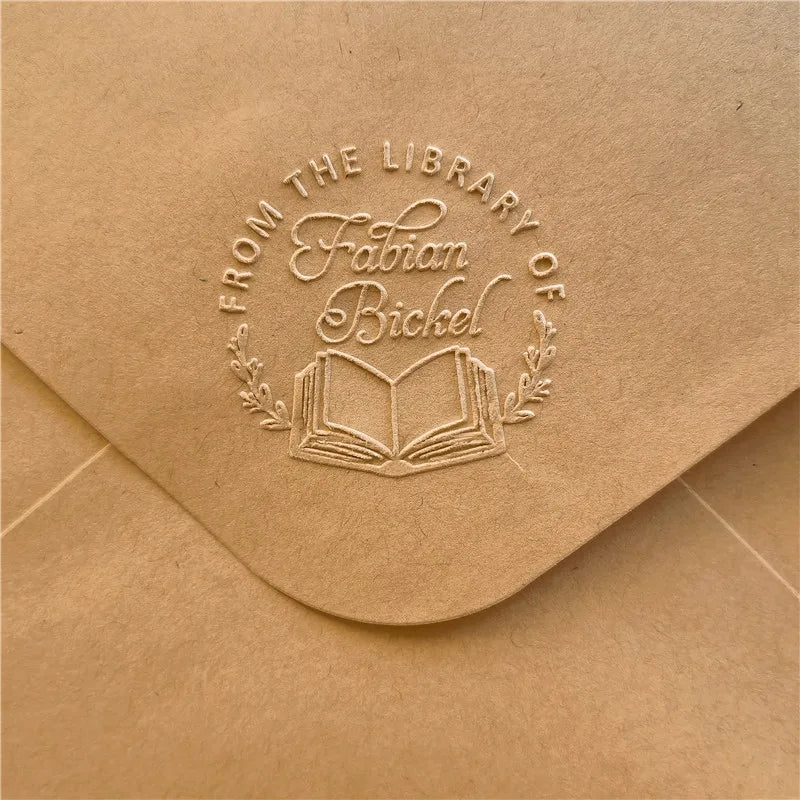 Custom Initials Embosser stamp,Book Embosser Personalized Wedding Embossing Stamp, Address Stamp, Form the Library Embosser