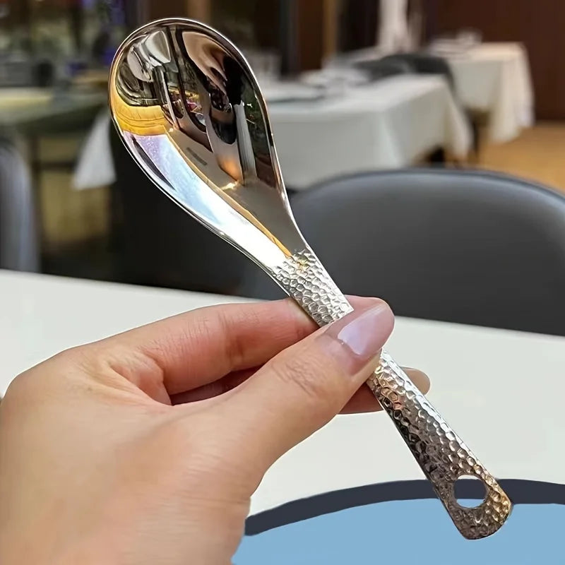 2pcs Stainless Steel Spoon Set- Large Capacity, Mirror Polished Cutlery, Suitable for Desserts, Fruits, and Home Kitchen Use