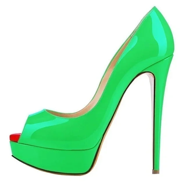 Women Pumps Elegant Platform Peep Toe Shoes