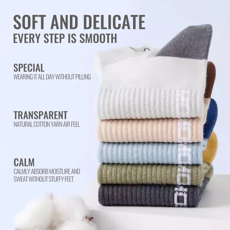 100% Pure Cotton Men Short Socks Set Lycra Band Ear-lifting Heel Protection Deodorant Antibacterial Sports Ankle Sock
