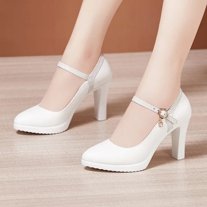 Patent Leather Shoes Women High Heels Mary Janes Platform Pumps