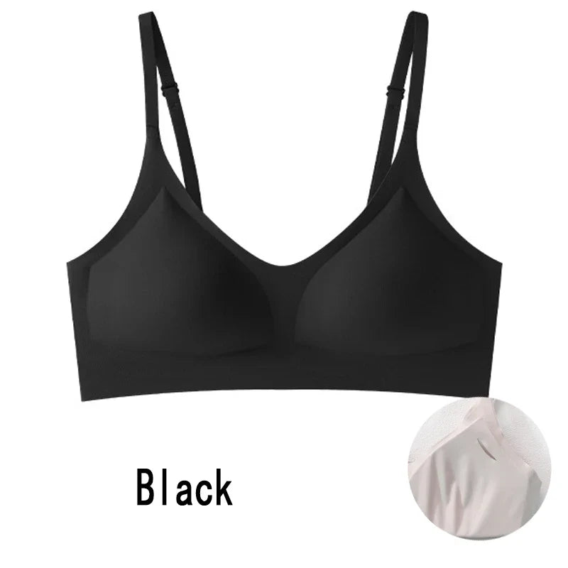 Women's bra, seamless underwear, large breasts, small breasts, gathering, thin semi-fixed cup, beautiful back bra, sexy