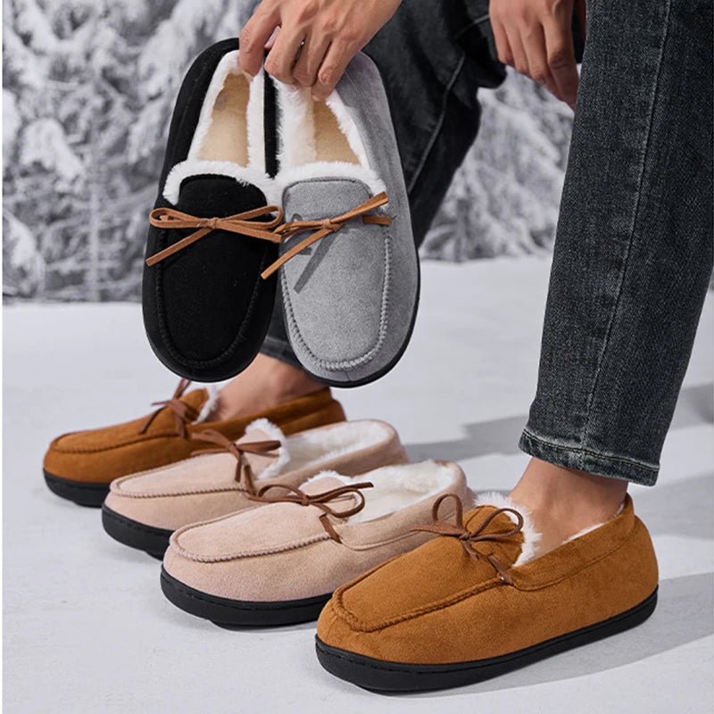 Women Winter Warm Plush Comfortable Soft Sole Cotton Shoes Slip On Non Slip