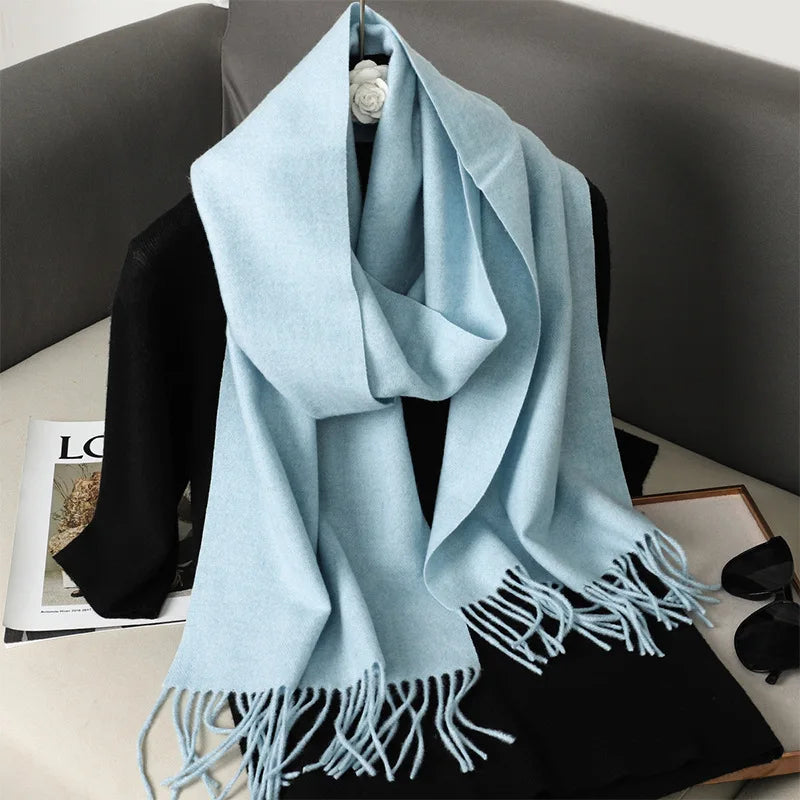 Color Solid Women Winter Scarf Warm Thicken Cashmere Shawl