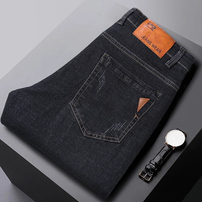 Men's Jeans Classic Style Casual Stretch Slim Denim Pants Trousers