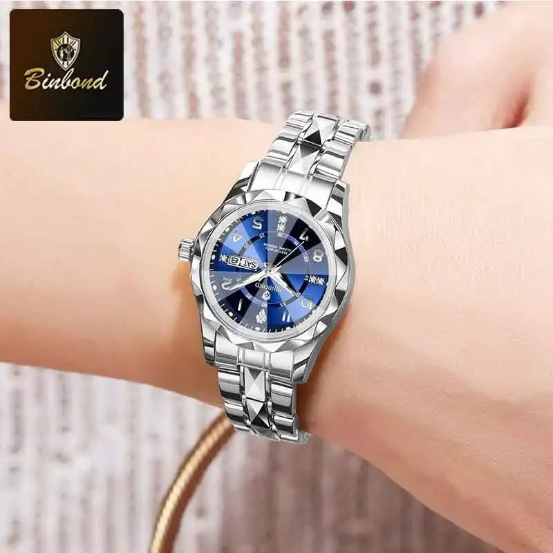 BINBOND Women Quartz Luxury Watch Waterproof with Week/ Date/ Clock