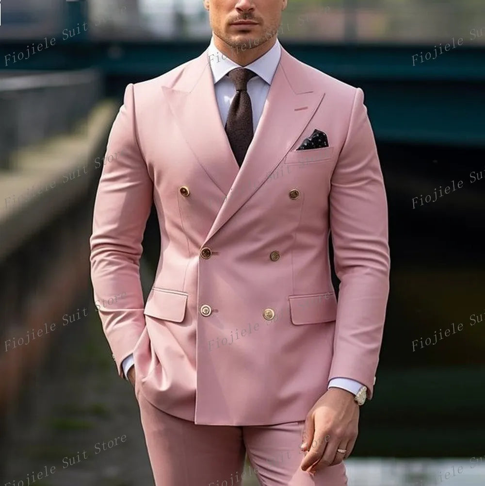 Men Business Formal Occasion Tuxedos Suit 2 Piece Set Blazer Pants