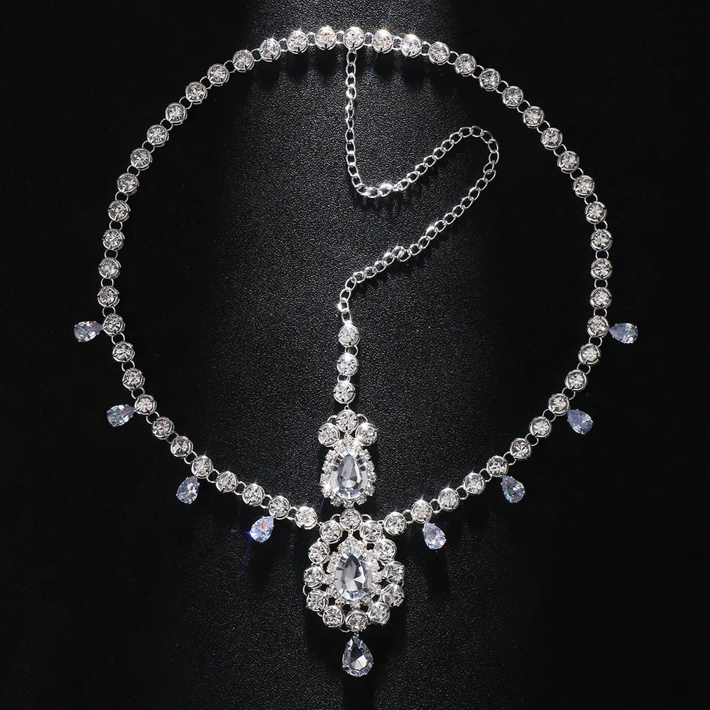 Vintage Rhinestone Head Chain Forehead Headband Indian African Bohemian Hair Accessories Crystal Fringe Tiara Headdress