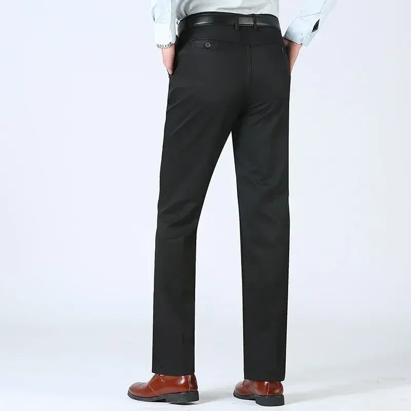 Summer Thin Cotton Men's Pants High Waist Straight Loose