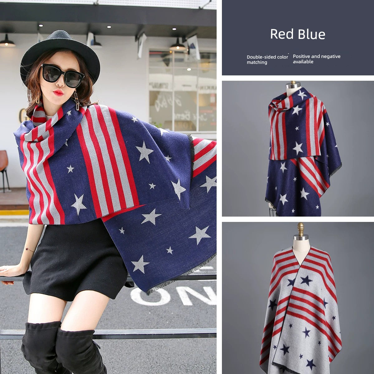 Women's Extra Large Scarf Long Double-Sided all season