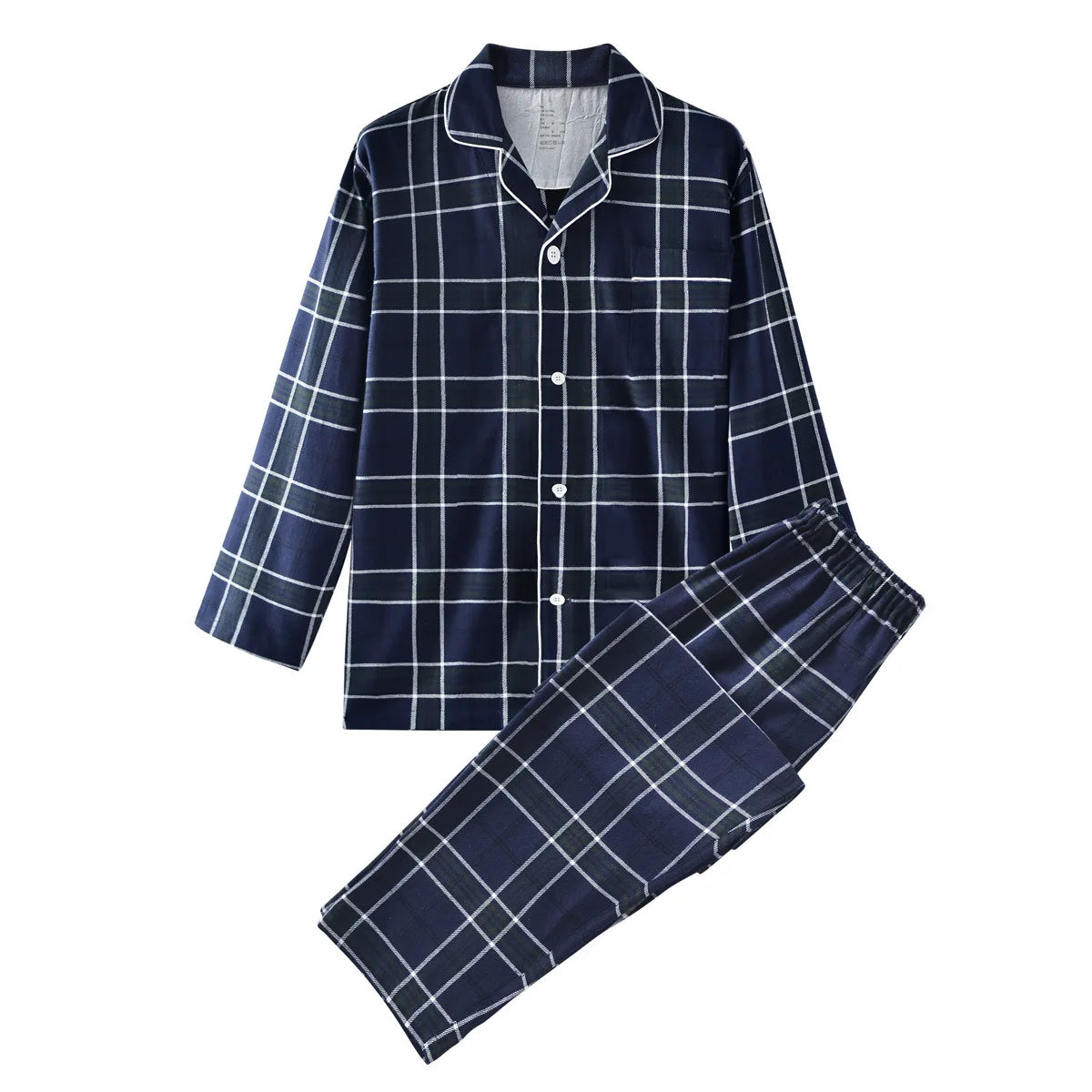 Cotton Flannel Plaid Men's & Women's High-quality Patterned Thick Pajamas for Autumn and Winter