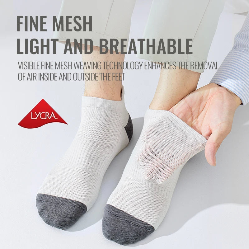 100% Pure Cotton Men Short Socks Set Lycra Band Ear-lifting Heel Protection Deodorant Antibacterial Sports Ankle Sock