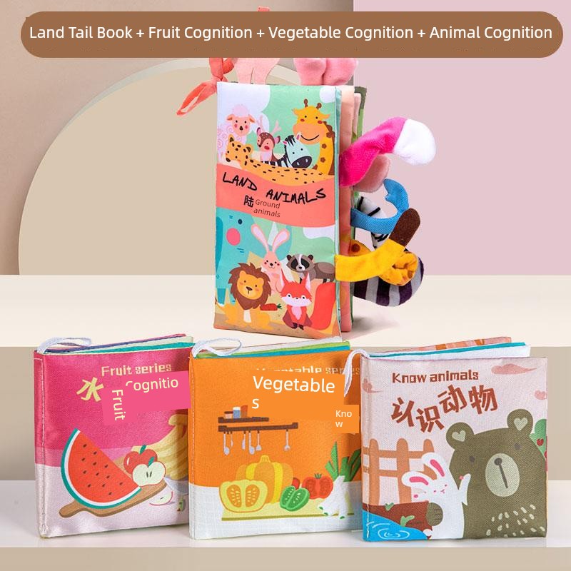 Baby Cloth Book Early Education Baby Tear-Proof Biteable Three-Dimensional Shredded Book 6 Months Cognitive Puzzle Sound Toy