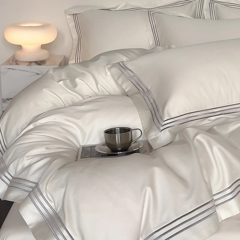 Luxury 1000TC Egyptian Cotton Solid Color Hotel Style Embroidery Bedding Duvet cover Set