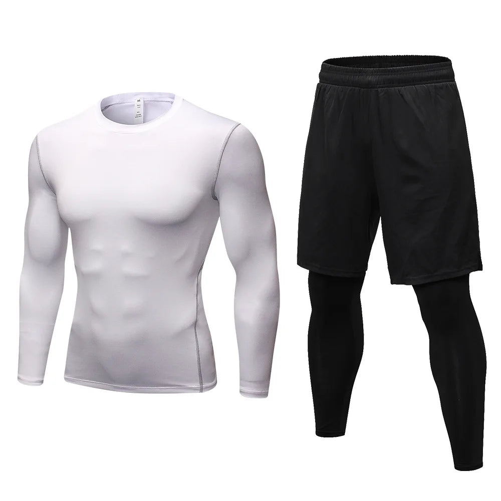 Men Compression Sport Suit Long Sleeve Gym Running Set Fitness Tracksuit Jogging Training Set Sweatsuit