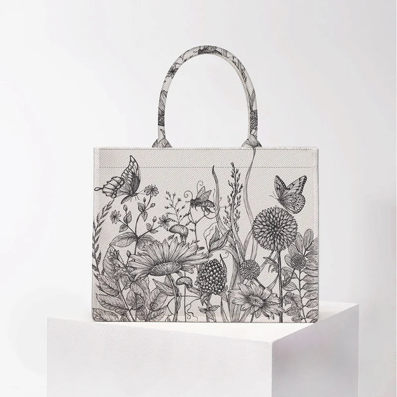 Personalized custom women's tote bag, canvas printed handbag, large capacity beach bag