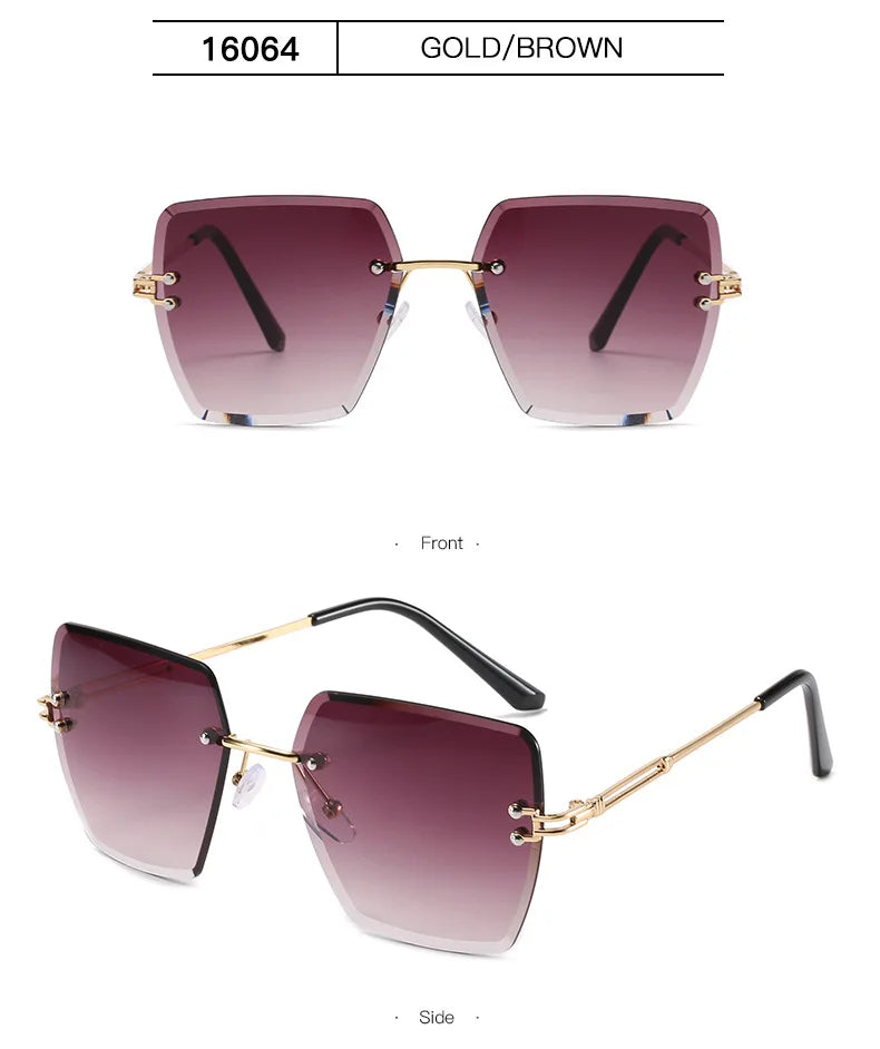 Trendy Polygonal Gradient Women Frameless Sunglasses