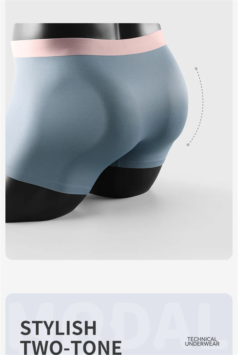 3Pcs 100% Cotton Silk Crotch Men's Antibacterial Boxers